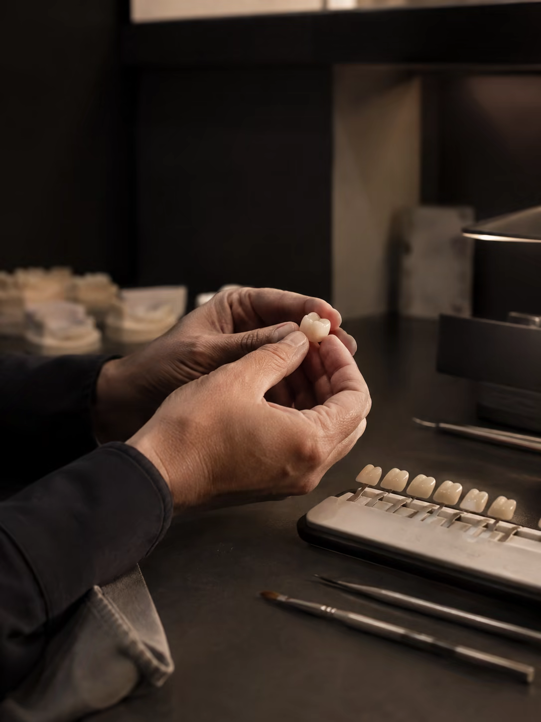 Work on a ceramic dental restoration